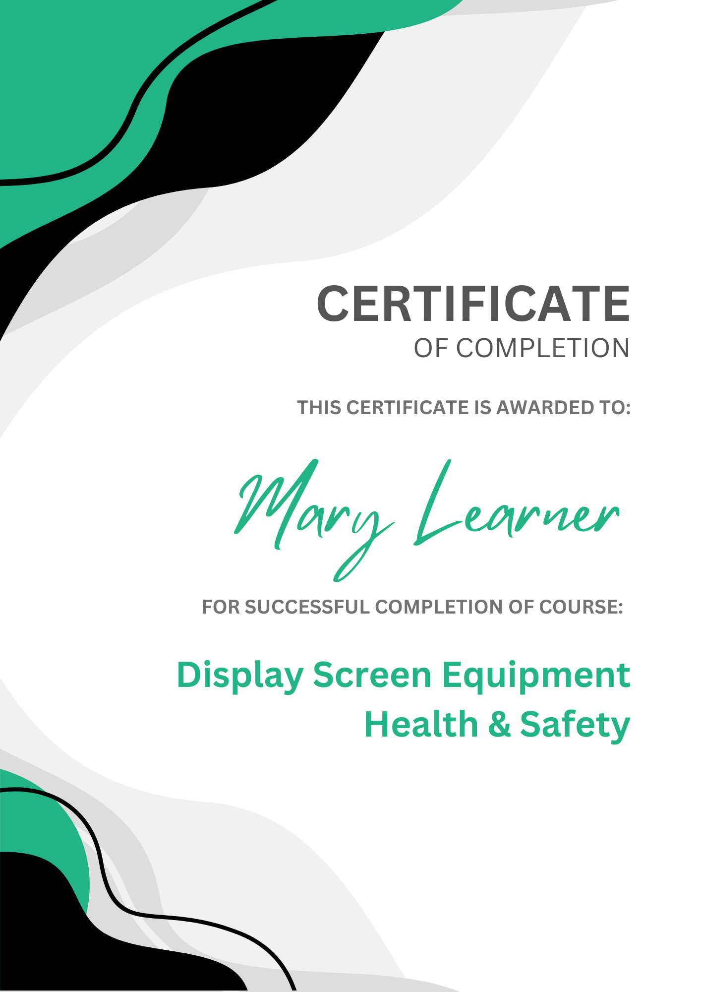 QuikAuthor Completion Certificate
