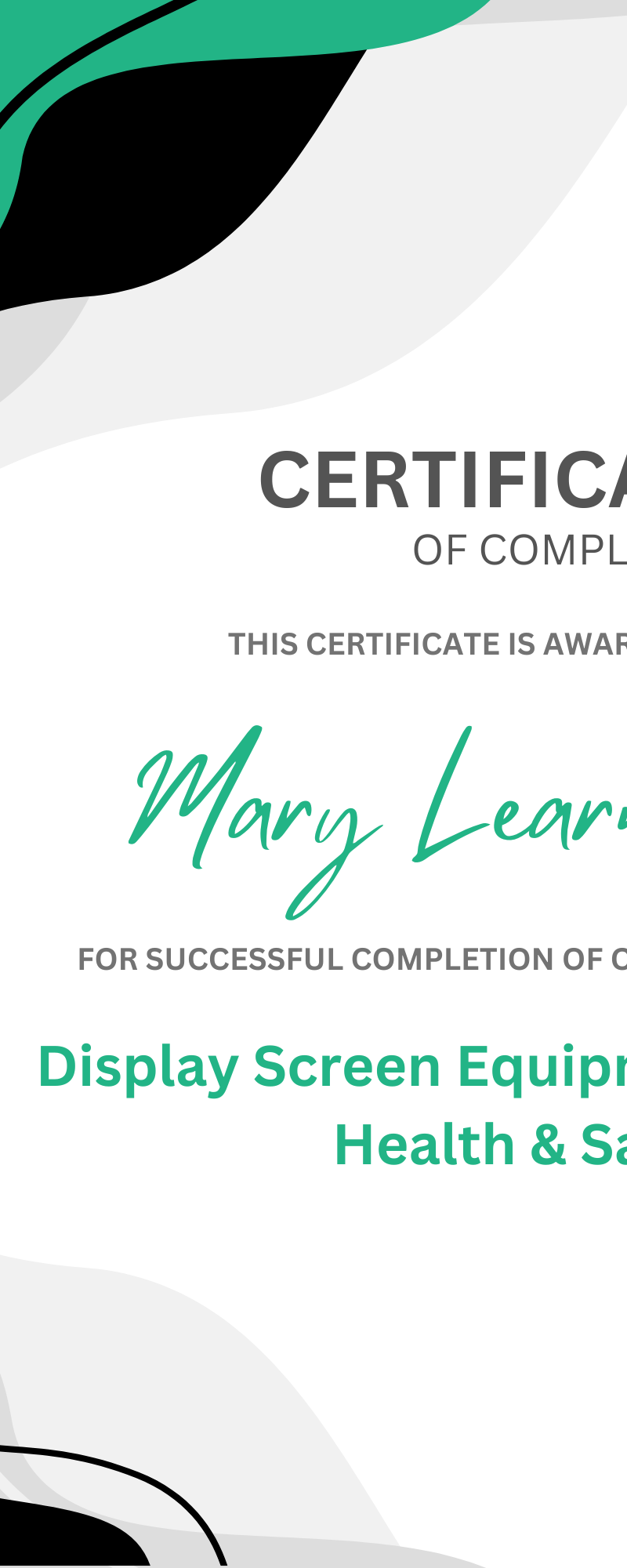 Certificate of Completion
